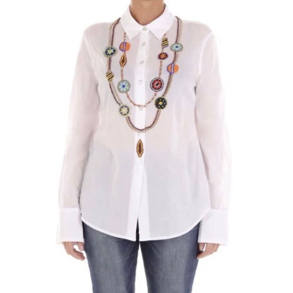 Maliparmi made in Italy beaded cotton top 46/medium.